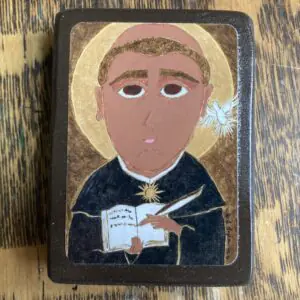 2.5 X 3.5 ish inch  Saint Thomas Aquinas Byzantine Folk Icon Print on Wood
