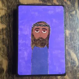 2.5 X 3.5 inch Jesus Crowning of Thorns Byzantine Folk Style Print on Wood