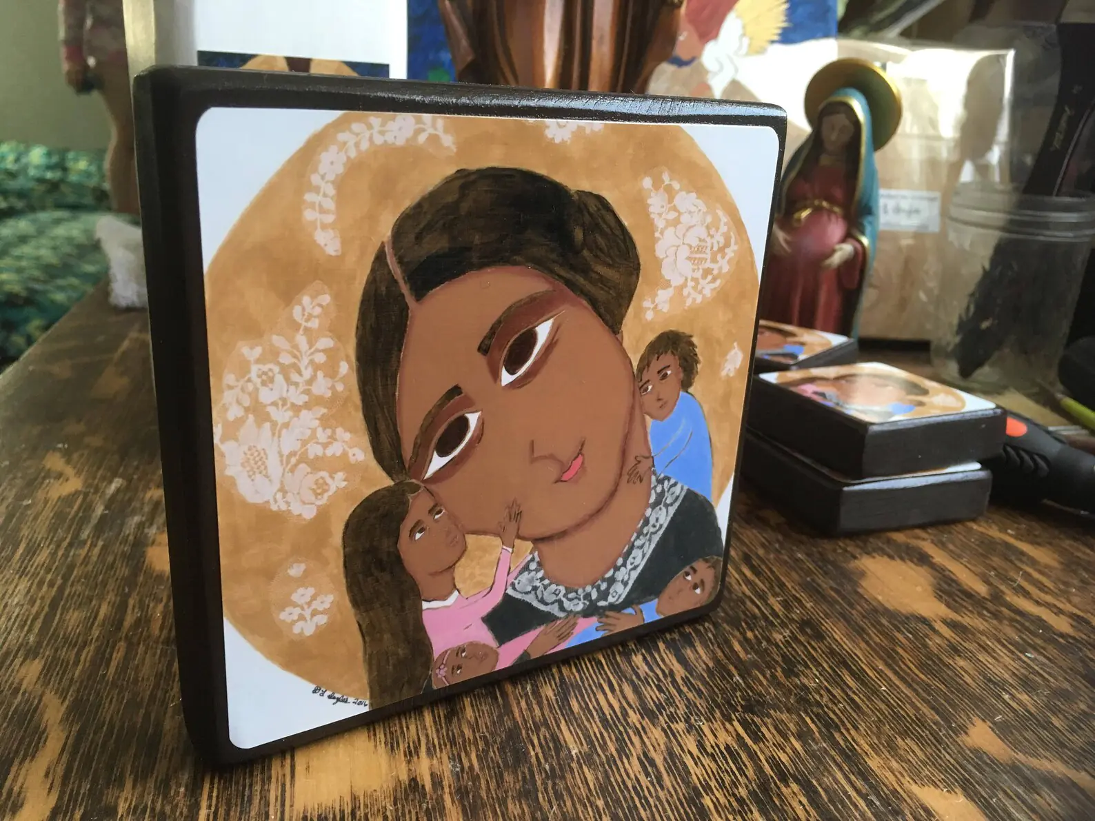 4 X 4 inch Saint Zélie Martin Icon Print on Wood - Image 2