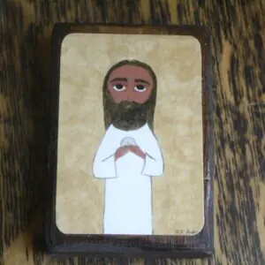 2.5 ish X 3.5 ish inch the institution of the Eucharist byzantine/folk icon on wood