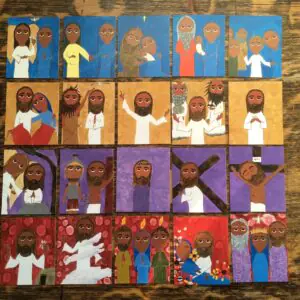 Set of3 X 2.5 inch 20 Mysteries of the Rosary Byzantine Folk Icon prints on Card stock by DL Sayles