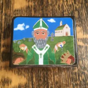 4 X 6 ish Saint Patrick Icon Print on wood