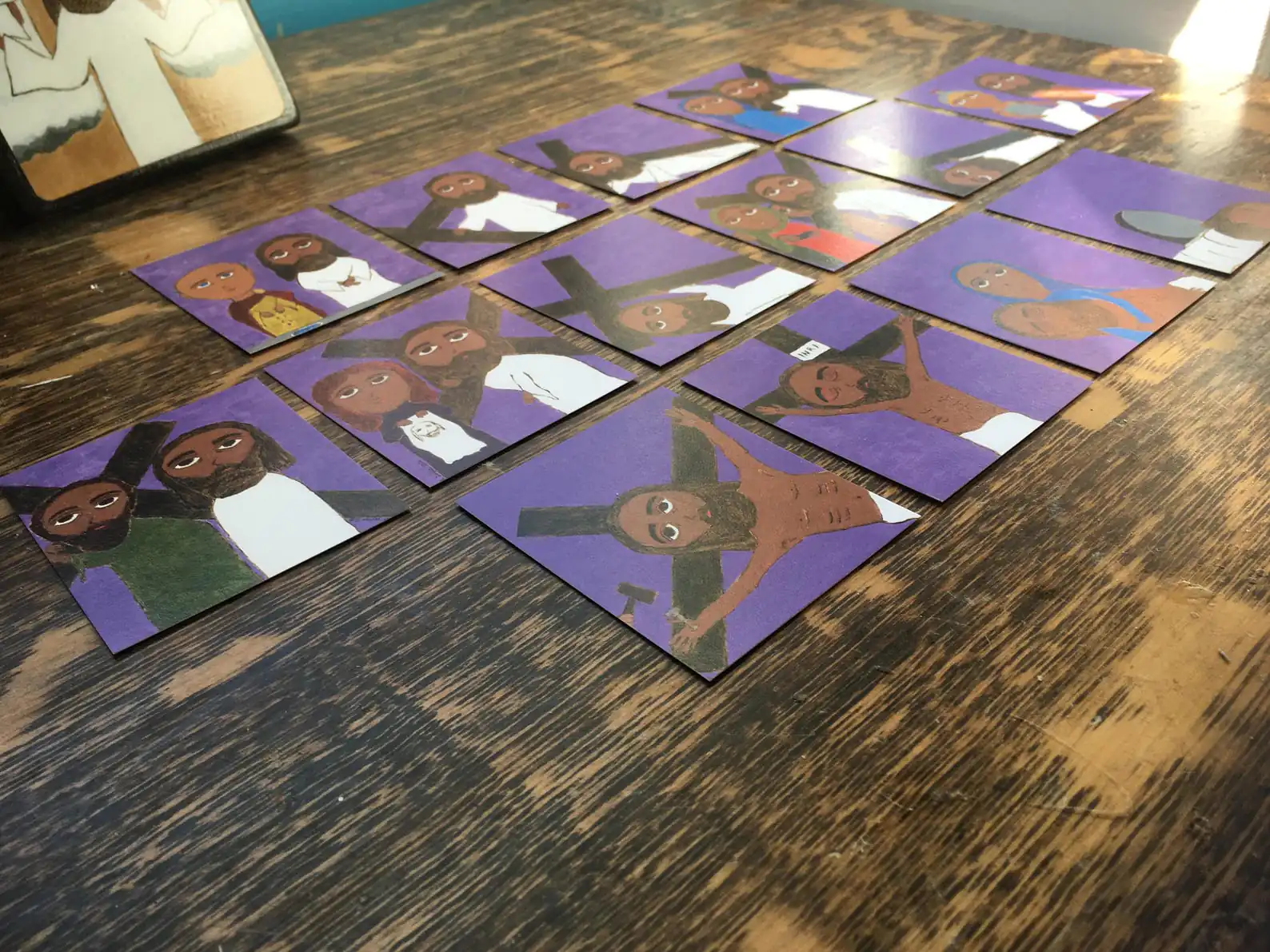 3 in X 2.5 in ish Set of Stations of the Cross Byzantine Icon Folk Style Art Prints Purple - Image 2