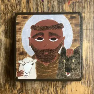4 X 4 Saint Francis of Assisi Byzantine folk icon print on wood