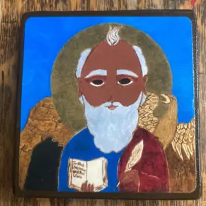 4 X 4 Saint John the Evangelist Byzantine folk icon print on wood