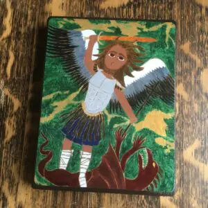 4 X 6 ish Saint Michael the Archangel Byzantine Folk Icon style on wood