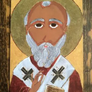 5 X 7 Saint Nicholas Byzantine Folk Icon style Print