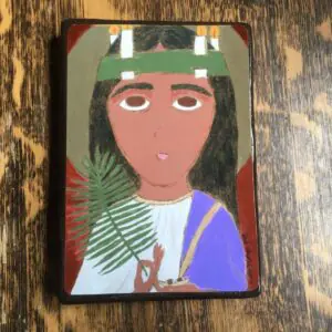 4X 6 ish inch  Saint Lucy Lucia Byzantine Folk Icon Print on Wood