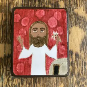 2.5 X 3.5 inch-ish The Resurrection Folk/ Byzantine icon print on wood by DL Sayles
