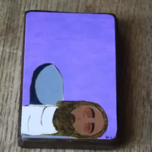 2.5" X 3.5" Jesus is Laid in the Tomb Byzantine Folk style icon on wood by DL Sayles